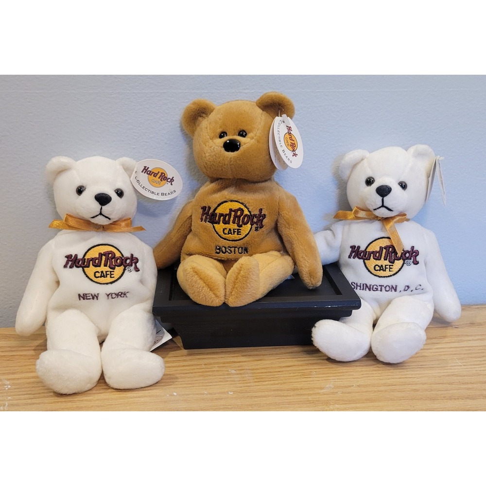 Vintage Hard Rock Cafe Peter Beara Plush Lot Boston DC NY Teddy Bears 2001